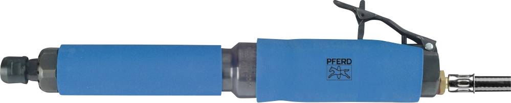 En blå tryckluftslip från märket PFERD med svart handtag och luftanslutning, lämplig för precisionsslipning.