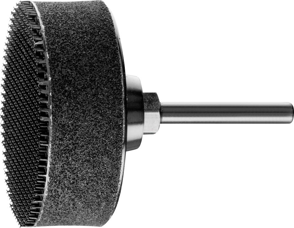 Cylinderformad slipbits med grov, taggig yta och en metallpinne för fästning i borrmaskinen.
