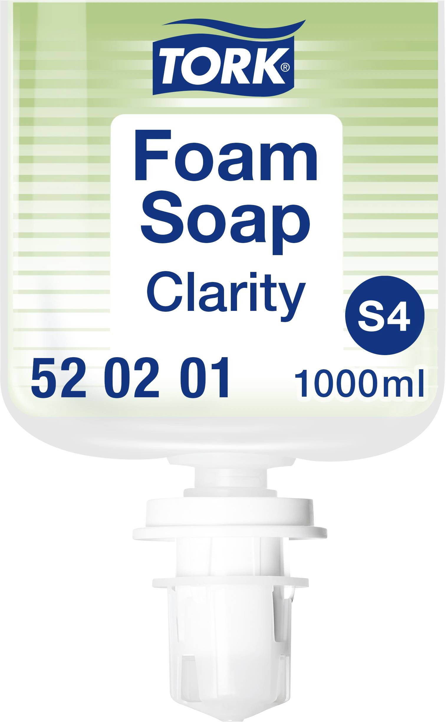 'Flaska med skumtvål från Tork, Clarity, 1000 ml, S4-system, artikelnummer 52 02 01.'