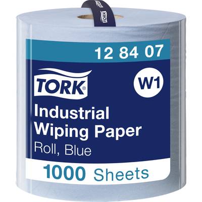 En rulle blått industripapper från Tork, modellnummer '12 84 07', med 1000 ark.
