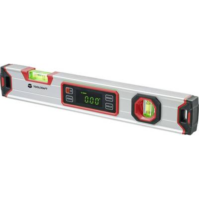 Elektronisk vattenpass med digital display, tre libeller och manöverknappar. Används för exakt mätning och nivellering.