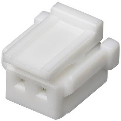 En vit plastplugg med två rektangulära öppningar, sannolikt avsedd för elektro- eller elektronikförbindelser.