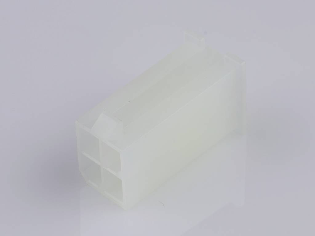 En vit, rektangulär kontakt av plast.