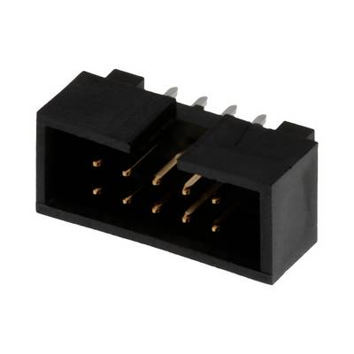 Svart sexpolig kontakt med guldpläterade kontakter, lämplig för elektroniska anslutningar på kretskort.