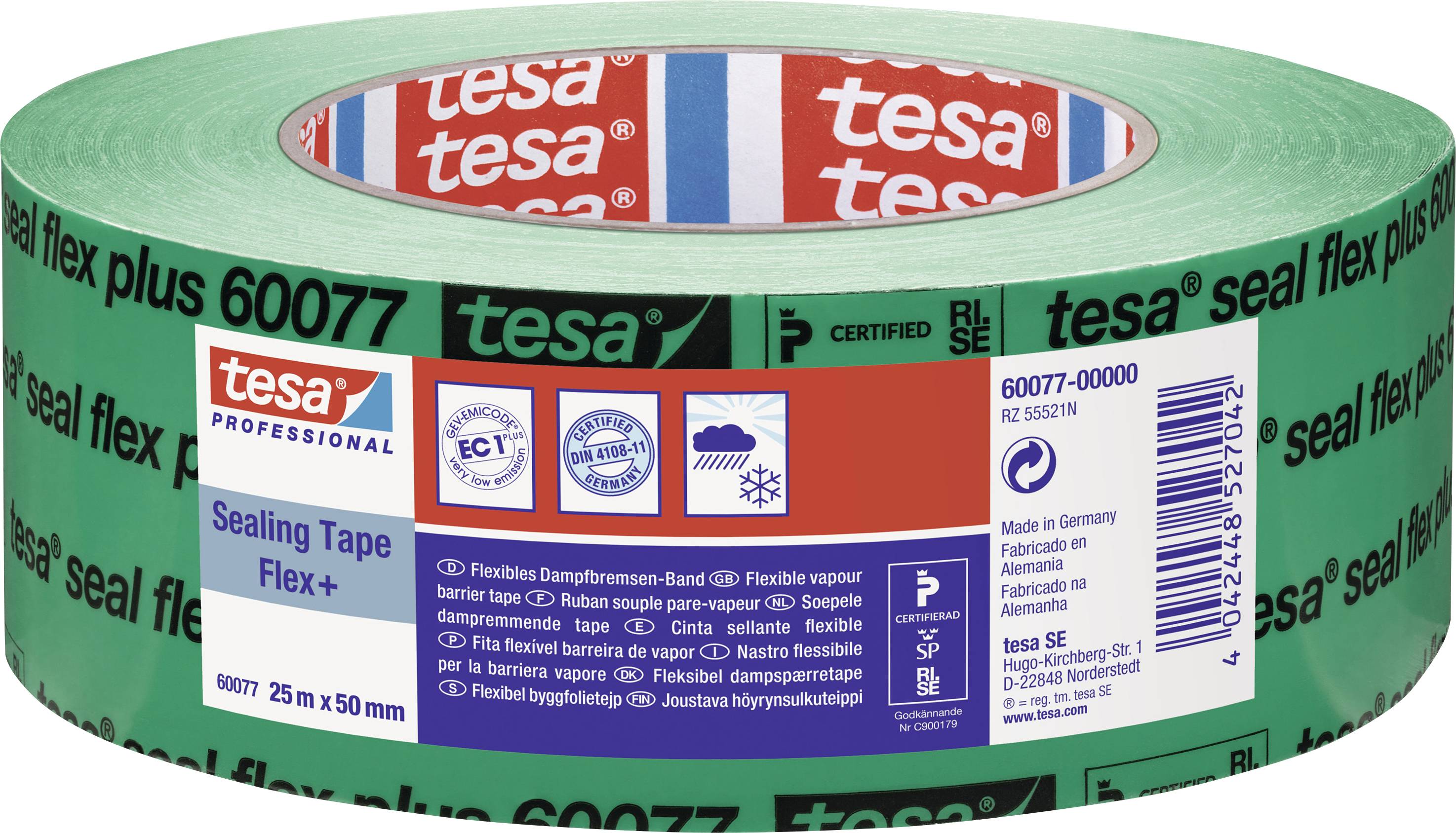 tesa 60077 Ångbromsband Grön (L x B) 25 m x 50 mm 1 st