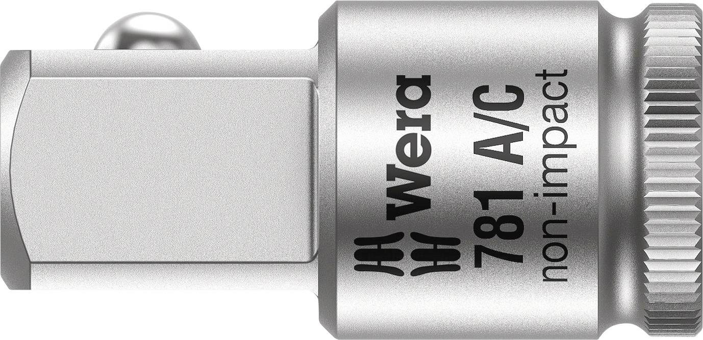 Wera 781 A/C hylsadapter i silver, med sexkantfäste. Text 'non-impact' på sidan.