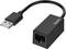 En svart USB-till-Ethernet-adapter från 'hama', med en USB-kontakt på vänster sida och en Ethernet-port på höger sida.