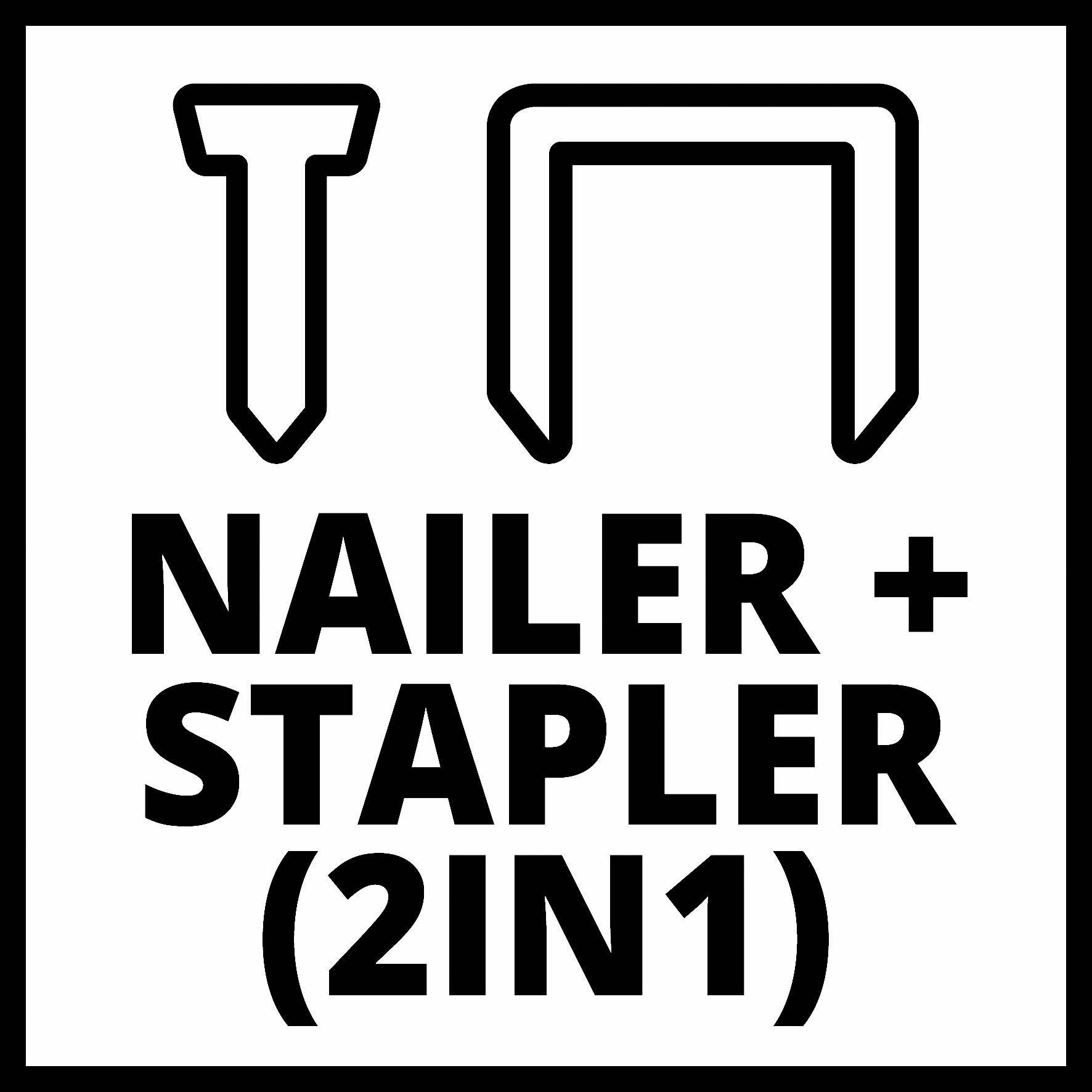Spikpistol + Häftpistol (2 i 1) med symboler för en spik och en häftklammer