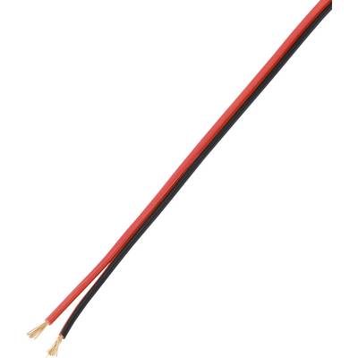 Två elektriska kablar, en röd och en svart, med avkopplade ändar, ligger parallellt bredvid varandra på en vit bakgrund.