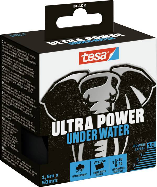 <br>  tesa<br>  Ultra Power Underwater<br>  56491-00000-00<br>  Repareringstejp<br>  <br>  Svart<br>  (L x B) 1.5 m x 50 mm<br>  1 st<br>
