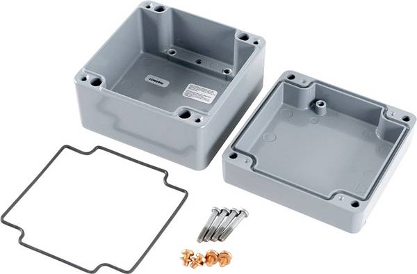 <br> Hammond Electronics<br> 1590Z090GY<br> Hölje<br> 140 x 140 x 90 <br> Pressgjuten zink<br> Grå<br> 1 st<br> <br>