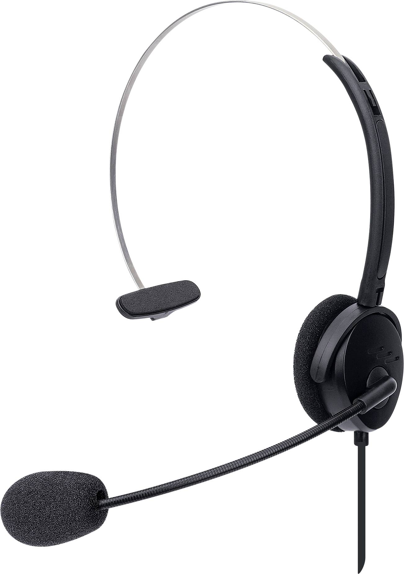 Manhattan Mono USB-Headset On-Ear kabelgebunden USB-A-Stecker Lautstärkeregelung schwarz On-ear headset Sladd Mono Svart-0