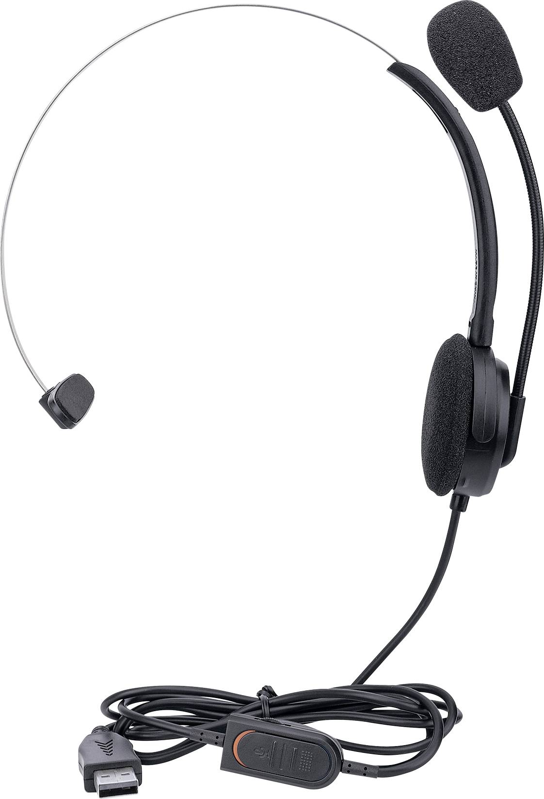 Manhattan Mono USB-Headset On-Ear kabelgebunden USB-A-Stecker Lautstärkeregelung schwarz On-ear headset Sladd Mono Svart-3