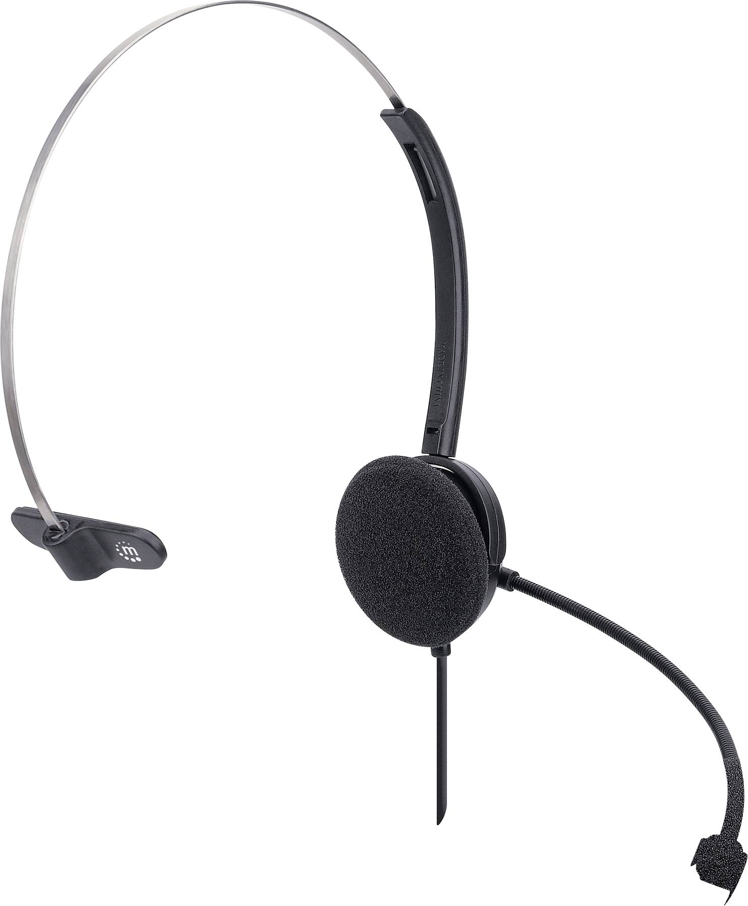Manhattan Mono USB-Headset On-Ear kabelgebunden USB-A-Stecker Lautstärkeregelung schwarz On-ear headset Sladd Mono Svart-4