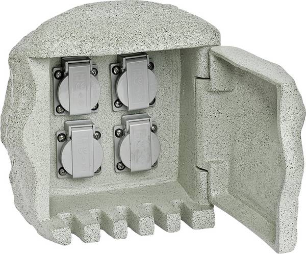 EVN 230418 Trädgårdsstickkontakt 4x  Granitgrå (matt) Stenoptik