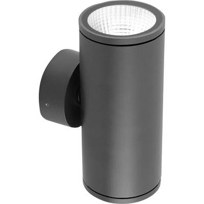 Svart cylindrisk väggmonterad utomhusarmatur med strukturerad vit reflektor inuti den övre öppningen.