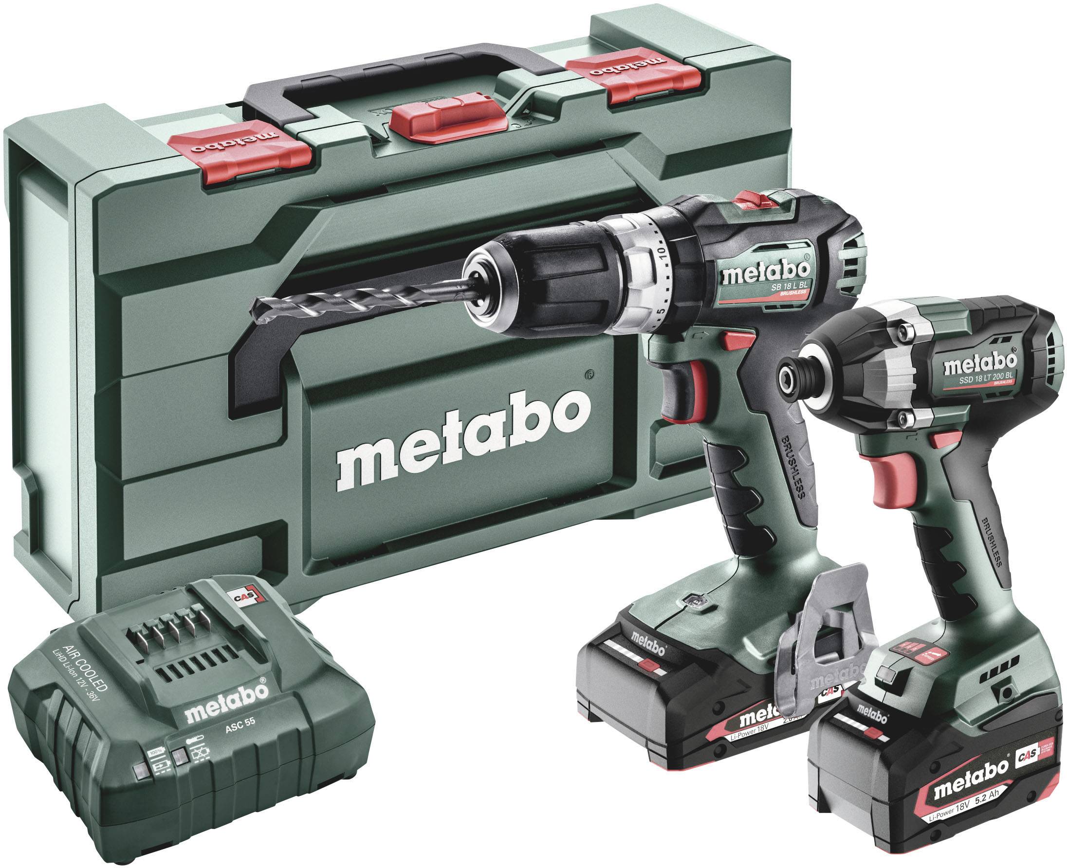 Metabo BSLBL+SSD200LTBL -Slagborrmaskin batteri, Slagskruvdragare batteri inkl. 1x batteri, inkl. laddare