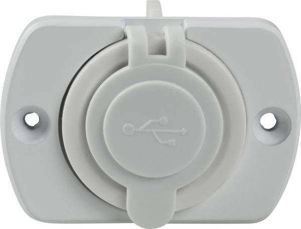 AS Schwabe USB 2-faldig inbyggnadsdosa Caravan, vit Tillåten strömbelastning=2.1 A 5 V
