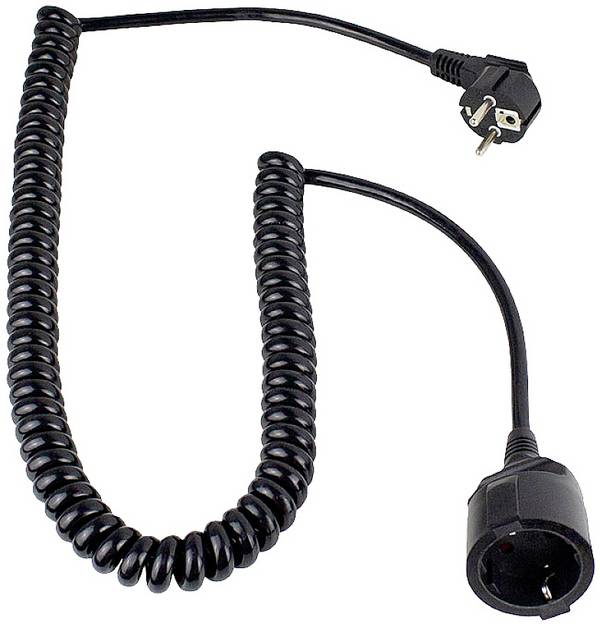 AS Schwabe 70425 Ström Förlängningskabel   Svart 4 m H05VV-F 3G 1,5 mm² Spiralkabel