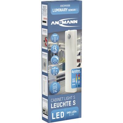 'ANSMANN Luminary Sensor S' LED-lampa för skåp med rörelsesensor. Innehåller 4 färglägen, USB-laddningsbar.