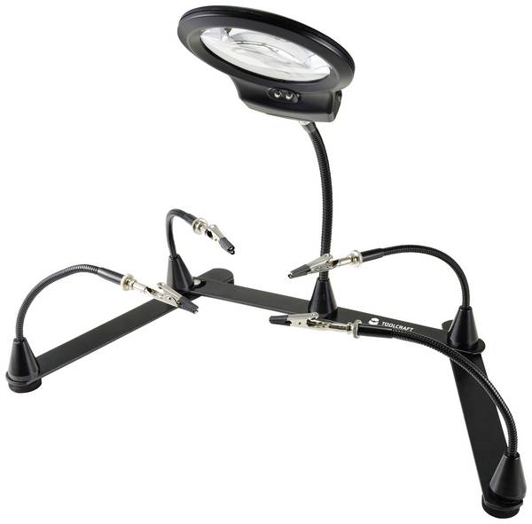 <br>  TOOLCRAFT<br>  AT-430<br>  Tredje hand med lupp <br>  (Ø x H) 90 mm x 365 mm<br>  1 st<br>