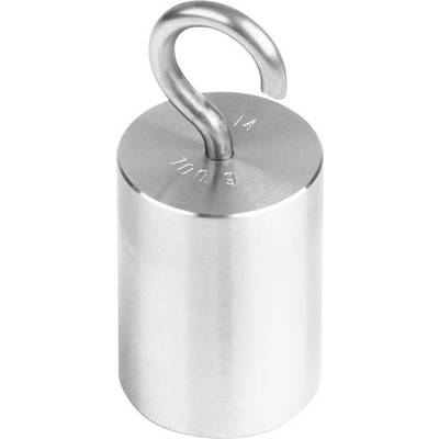Ett cylindriskt metallvikt med en krok längst upp. Gravyr visar '500 g'.