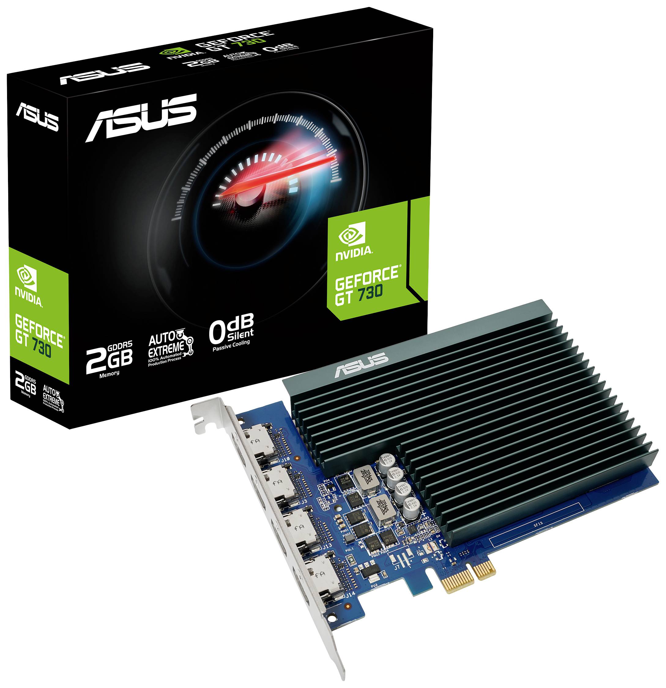 Asus Grafikkort Nvidia GeForce GT730 2 GB GDDR5 PCIe x1 HDMI Passiv kylning-0