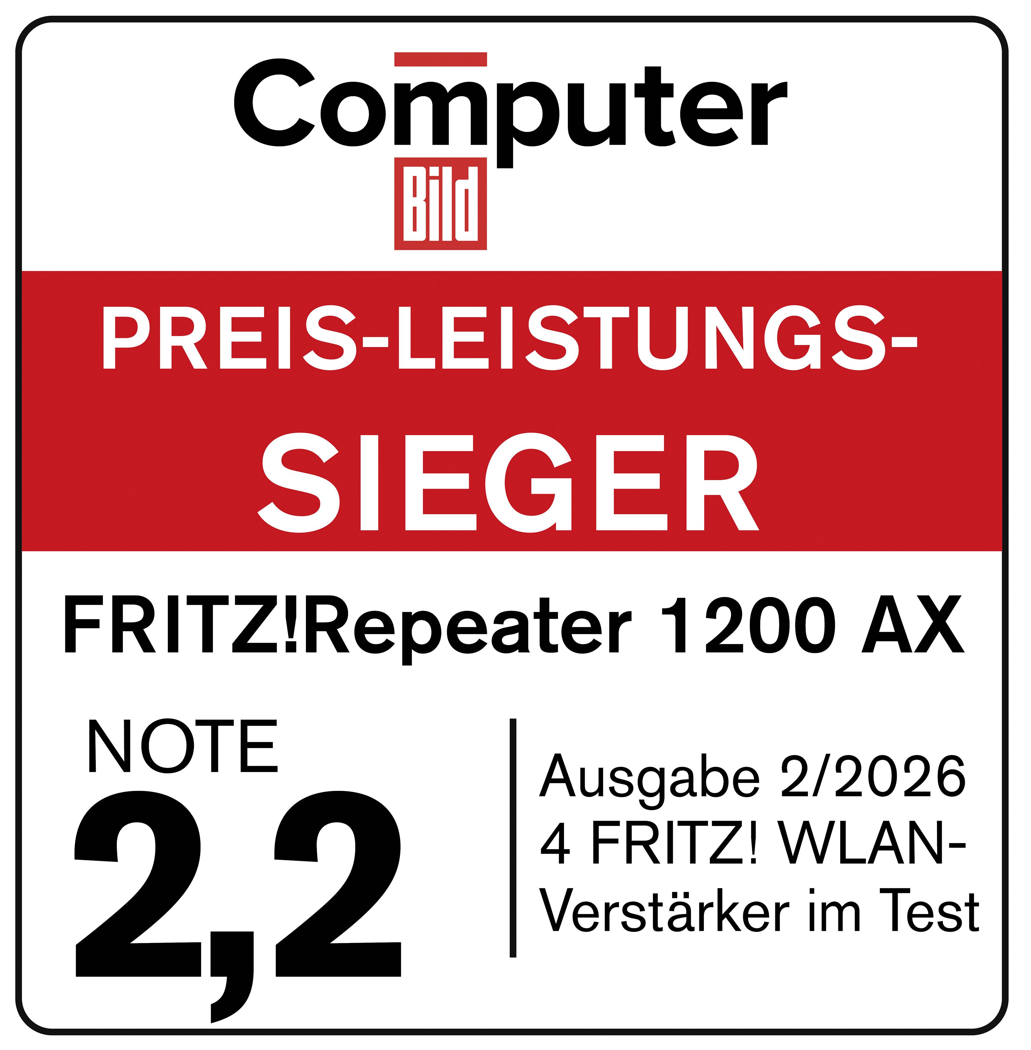 Prisbild för FRITZ! WiFi Repeater FRITZ!Repeater 1200 AX 20002974 3000 MBit/s Mesh-ready