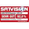 'Utmärkelse för AVM FRITZ!Repeater 1200 AX, Betyg: Mycket bra, 92,0 %, WLAN-repeater i enskilt test, Februari 2022, satvision.de'