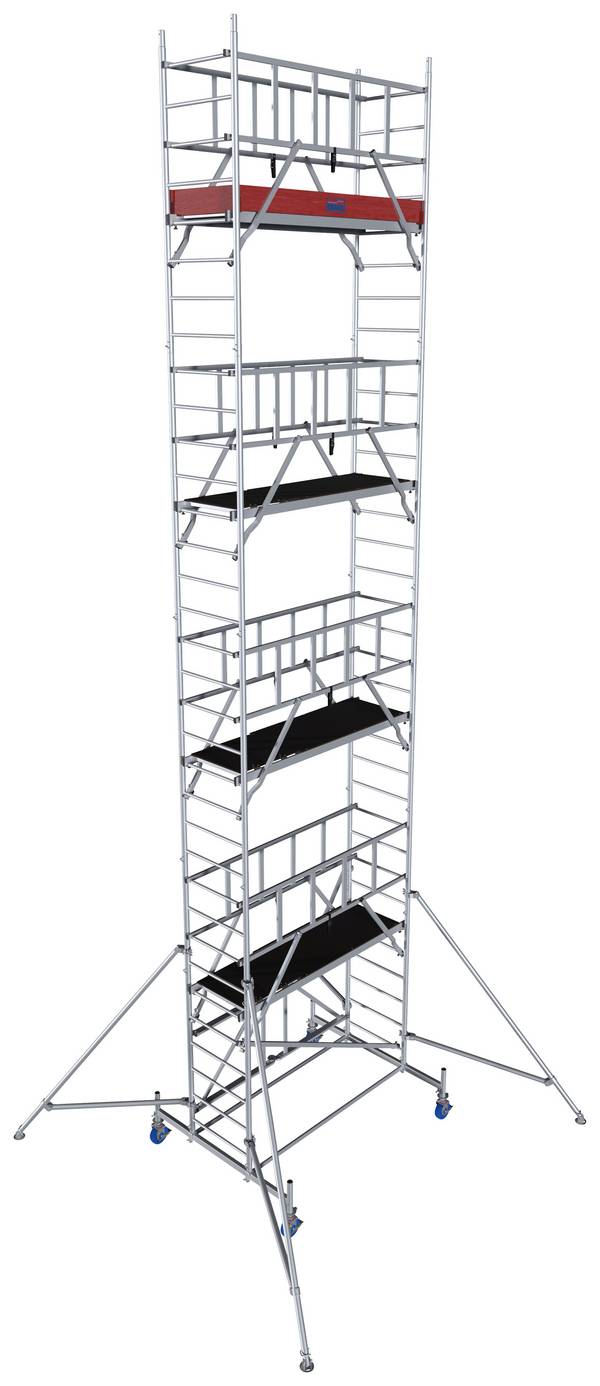 Krause 942173 FahrGerüst Aluminium Fällbar ställning mobil, Hoppfällbar Arbetshöjd (max.): 9.80 m Silver 215 kg