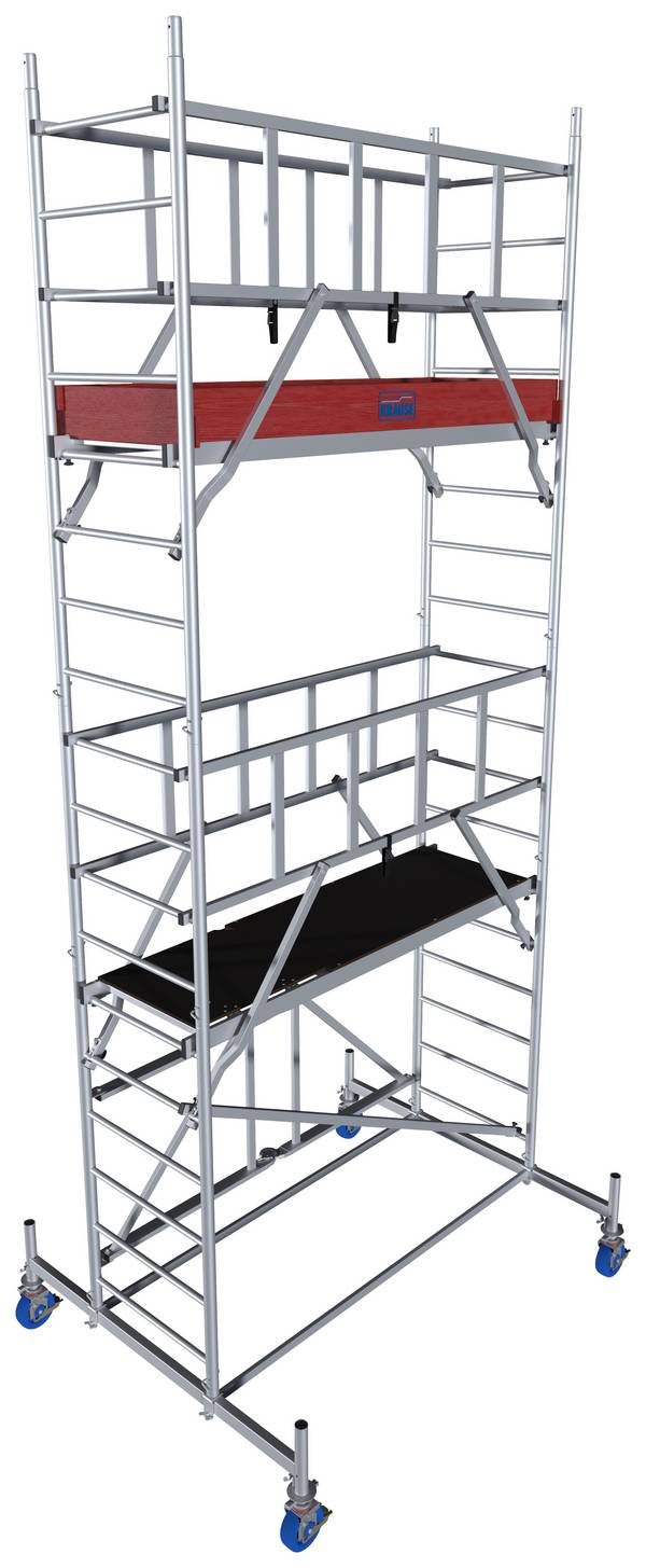 Krause 942135 FahrGerüst Aluminium Fällbar ställning mobil, Hoppfällbar Arbetshöjd (max.): 5.80 m Silver 127 kg