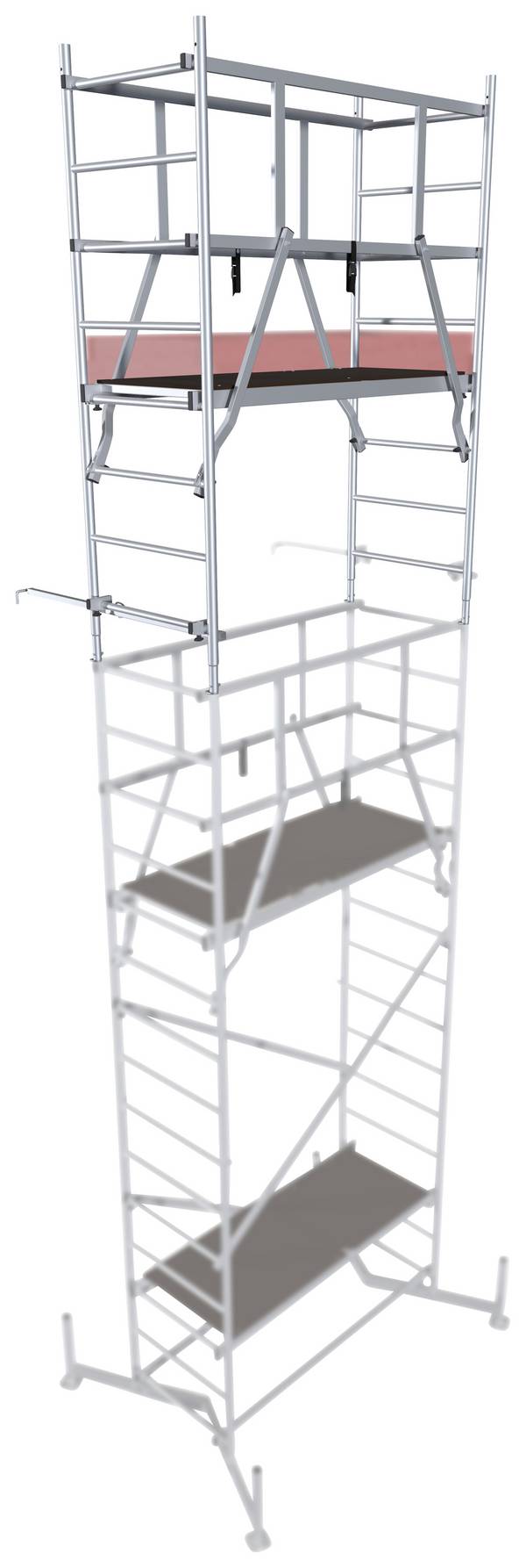 Krause 710147 Gerüstaufstockung Aluminium Byggnadsställning 2. utökning  Arbetshöjd (max.): 7.00 m Silver 36.1 kg