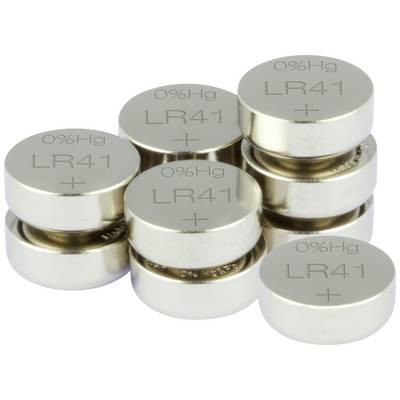 Flera silverfärgade knappcellsbatterier med texten "GP 192 1.5V", stafflade på vit bakgrund.