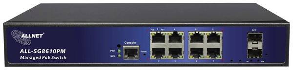 Allnet A193997 ALL-SG8610PM Nätverks-switch 8 + 2 Port  10 / 100 / 1000 MBit/s PoE-funktion