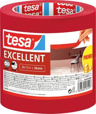 tesa EXCELLENT 56549-00000-00 Maskeringstejp  Röd (L x B) 50 m x 50 mm 2 st