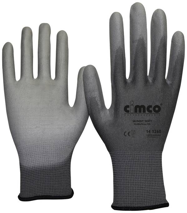 Cimco 141260 Skinny Soft grau Nylon Arbetshandske Storlek (handskar): 9, L EN 388    1 par