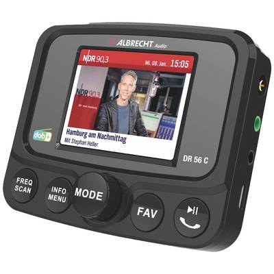 Albrecht DR 56 C DAB+ mottagare Musikstreaming via Bluetooth, Handsfreefunktion, Laddningsfunktion, Sugpropphållare