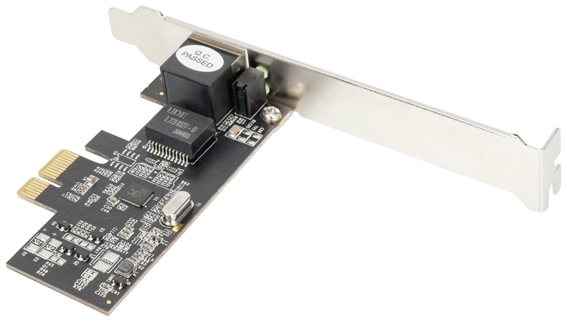 Ett PCIe-expansionskort med IDE-kontakt och flera elektroniska komponenter på kretskortet. Det används för att bygga ut en dators funktionalitet.