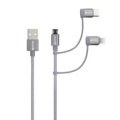 Skross USB-kabel USB 2.0 USB-A kontakt 1.20 m Space Grå Rund, Flexibel, Polymer beläggning SKCA00143-1120CN