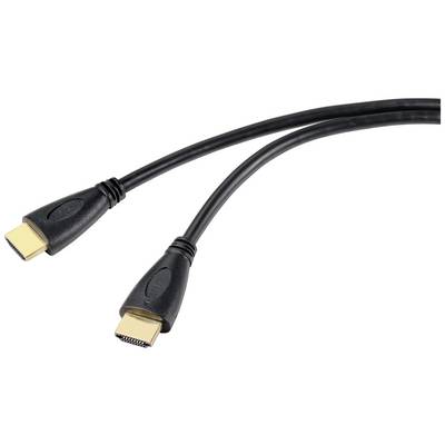 En svart HDMI-kabel med två kontakter, som används för överföring av högupplöst ljud och video mellan enheter.
