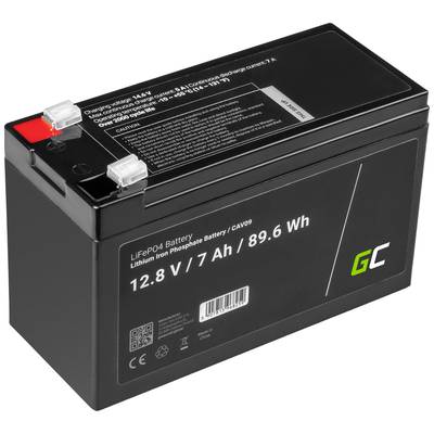 Green Cell Specialbatteri laddbart LiFePo-Block Flatkontakt LiFePO 4 12.8 V 7 Ah