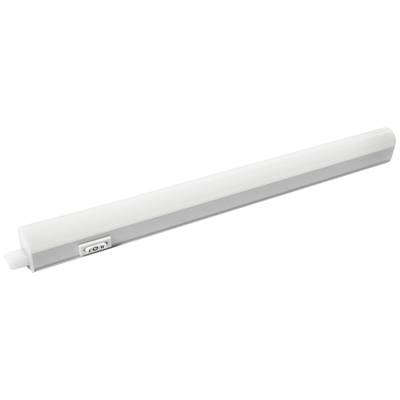 En lång, vit LED-ljuslist med strömbrytare som ger jämn belysning. Perfekt för under skåp i kök eller verkstad.