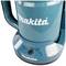 Blågrön Makita-kaffebryggare med framträdande märkning, visar framsidan och handtaget.