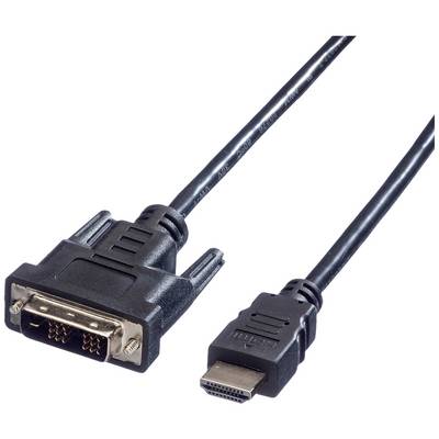 Bilden visar en kabel med en DVI-kontakt på vänster sida och en HDMI-kontakt på höger sida, som används för videoöverföring.