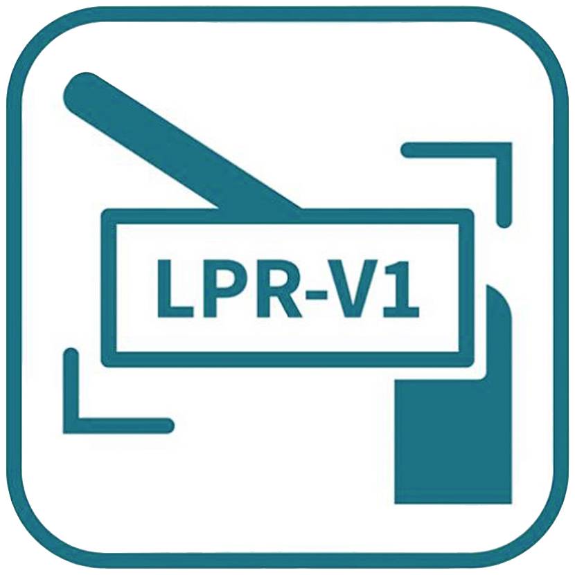 'Symbol av en grön bommarm på vit bakgrund, med texten 'LPR-V1' i mitten.'