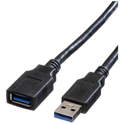 USB-förlängningskabel med hane till hona, svart, lämplig för dataöverföring och strömförsörjning.