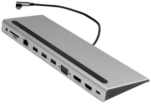 Value PC Adapter [1x USB-C® hane - 10x DisplayPort hona, VGA hona, HDMI hona, RJ45 hona, SD-kort plats, Telejack 3.5 mm, USB 3.2 Gen 1 A hona (USB 3.0), USB-C® hona (Power Delivery) ]  0 mm