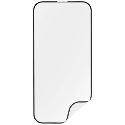 Bild av ett skyddsglasfolie för smartphone med lätt böjd hörn nere till höger, visar en klar, rispresistent yta.
