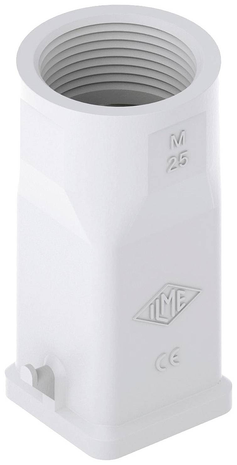 En rektangulär, vit plastadapter märkt 'M25', med logotyperna 'ILME' och 'CE'.