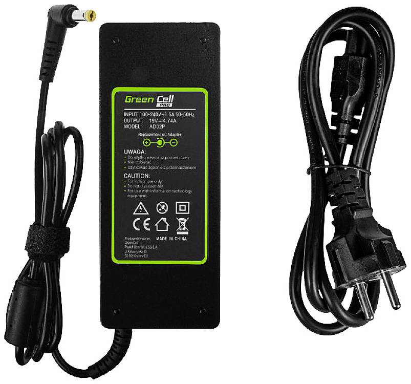 Green Cell AD02P Laptop nätadapter 90 W 19 V 4.74 A Passar till märke: Acer